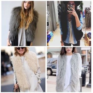 EUC Grey Reneec mongolian fur vest (one size)